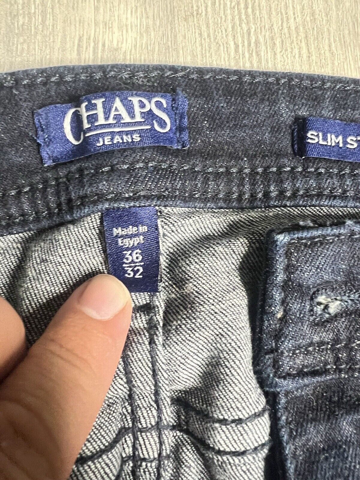 Chaps Jeans Mens 36x32 Blue 514 Slim Straight Stretch Dark Denim