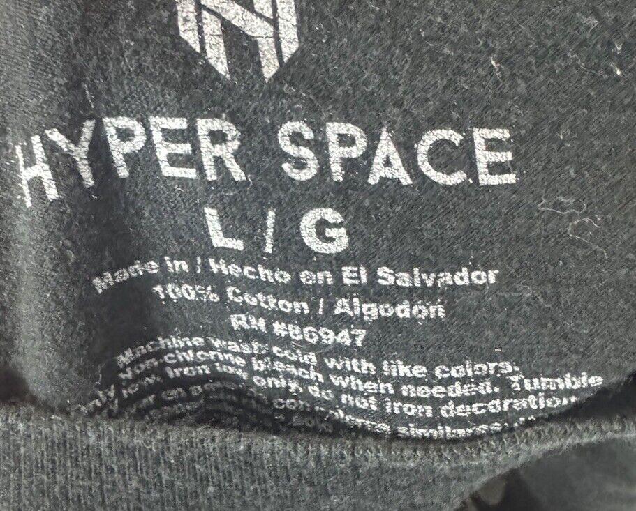 Hyperspace NASA T Shirt Mens Size Large Black Short Sleeve Astronaut Logo Adults