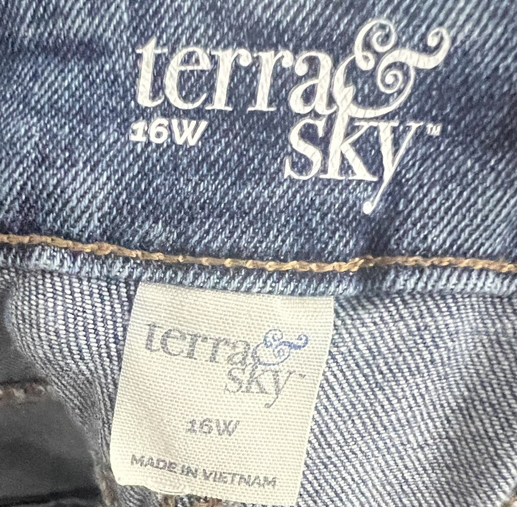 Terra & Sky Jeans Womens 16W Blue Denim Straight Leg