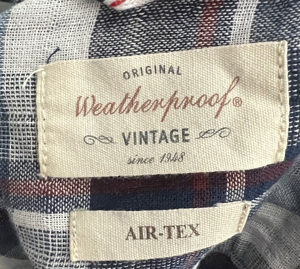 Weatherproof Vintage Mens Short Sleeve Washable Linen Woven Casual Shirt Size M