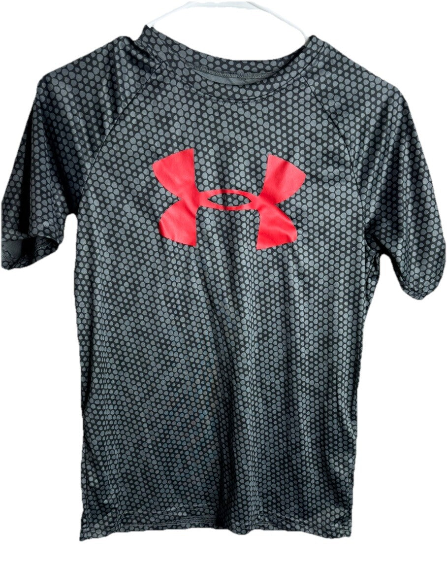 Under Armour Boys Athletic Shirt Size YXL Gray Heatgear Short Sleeve