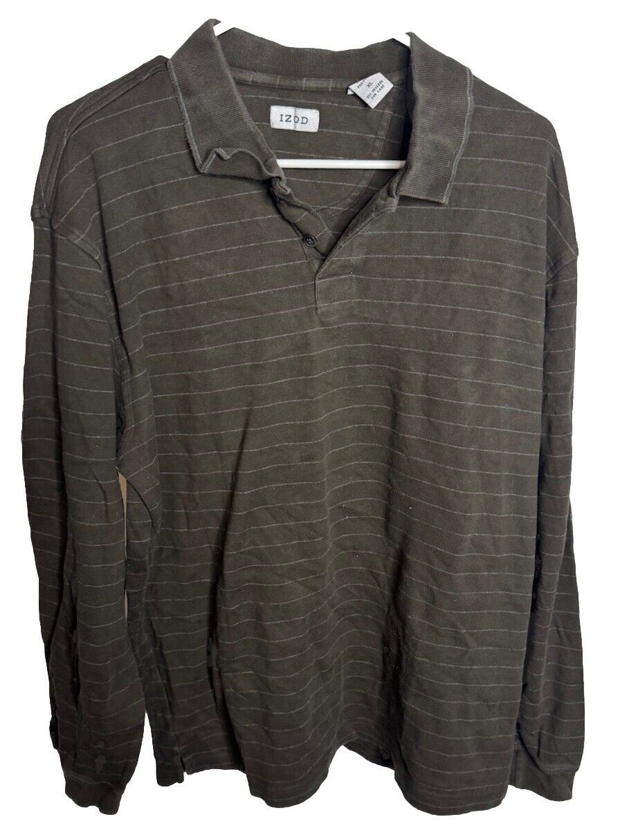IZOD Polo Shirt Men's Large Maroon Cotton Long Sleeve XL