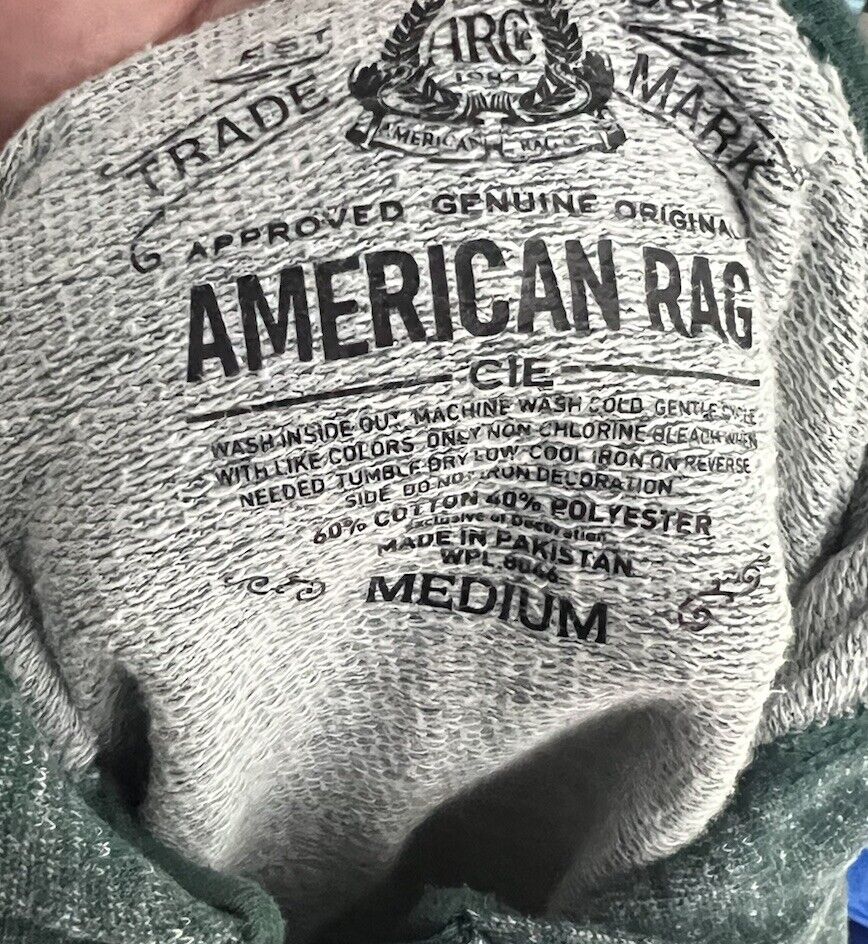 AMERICAN RAG Hoodie Men Medium Cotton Blend L/S Full Zip Pocket Jacket
