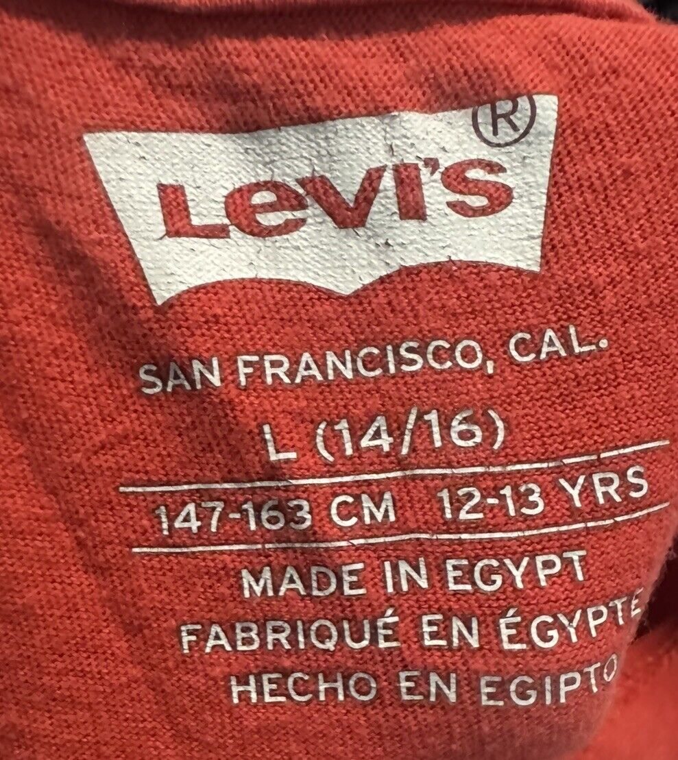 Levis Boys Short Sleeve Crew Neck Pullover T Shirt Size 14-16