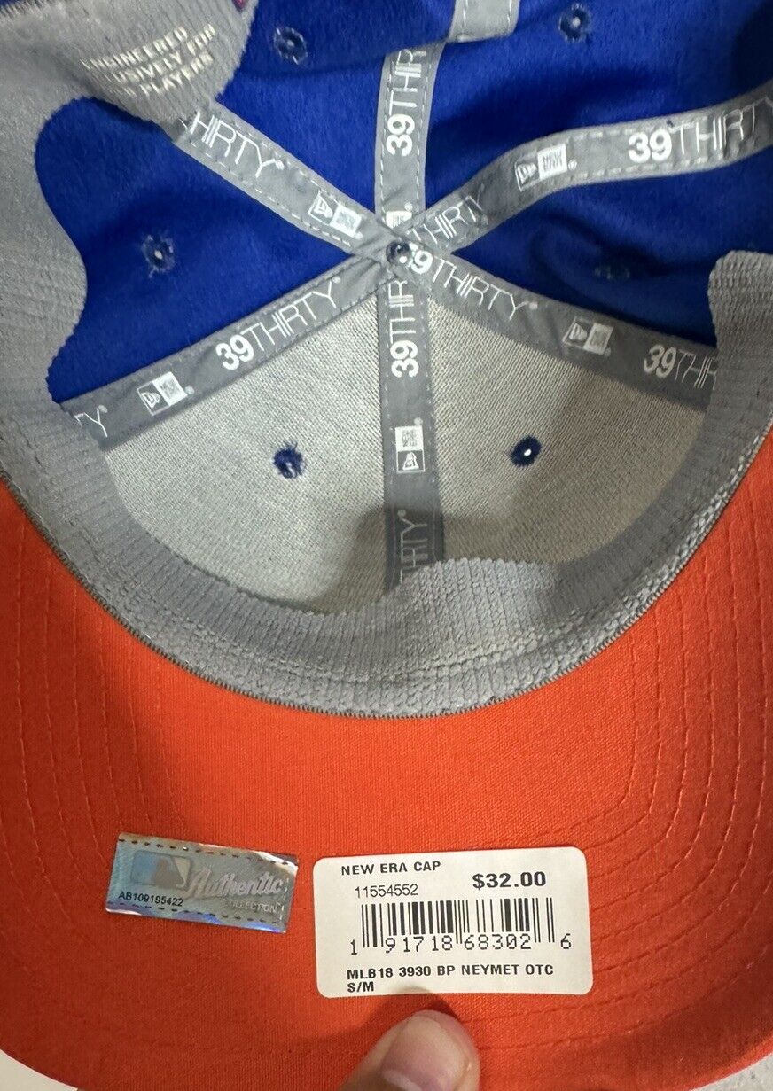 New York Mets Hat Mens Small/Medium New Era Blue Logo Fitted MLB Baseball Cap