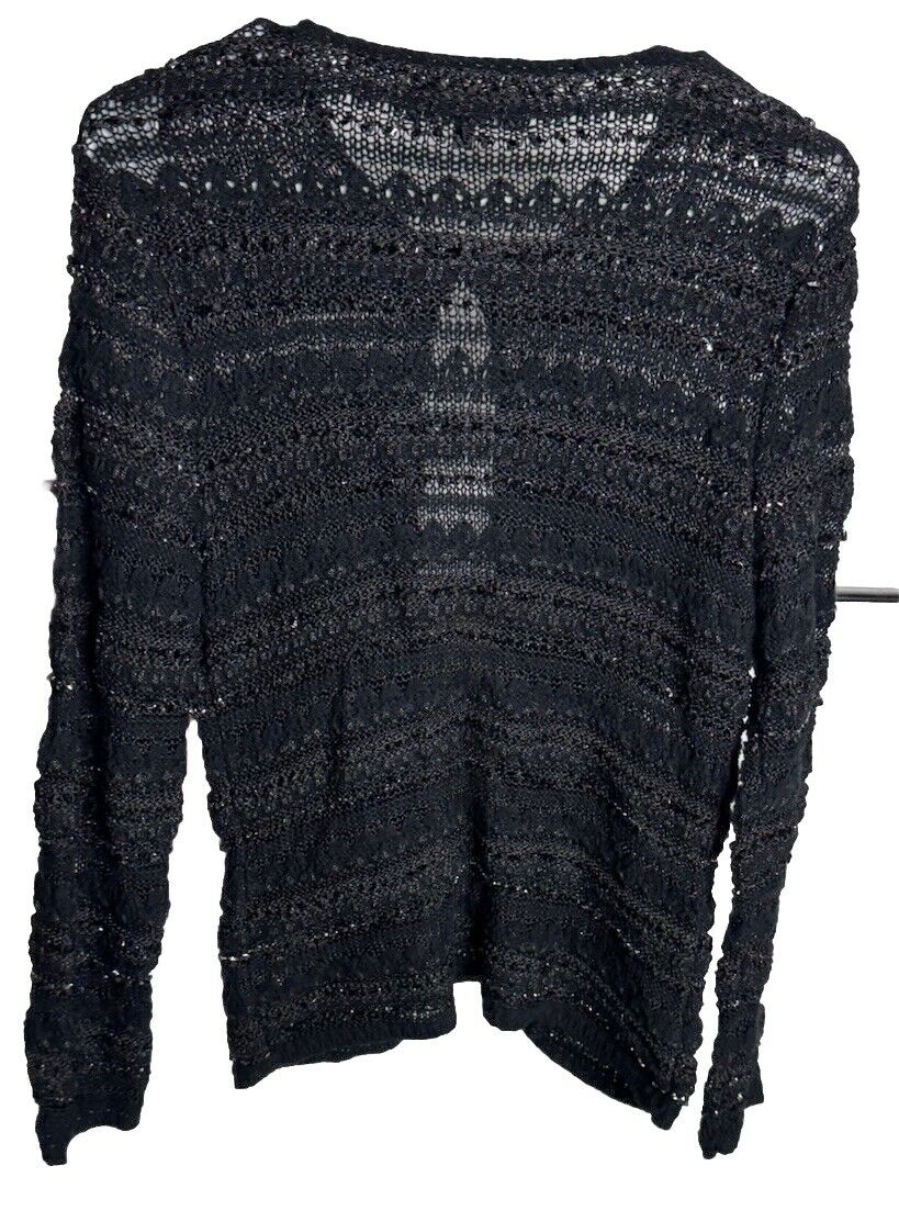 Jones New York Collection Woman Top Blouse Black Knit Career Casual small
