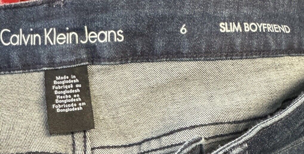 Calvin Klein Jeans Womens Slim Boyfriend Jeans Denim Blue Size 6 Stretch