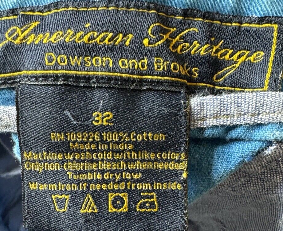 American Heritage Dawson and Brooks Men's 32 Flat Front Shorts Blue