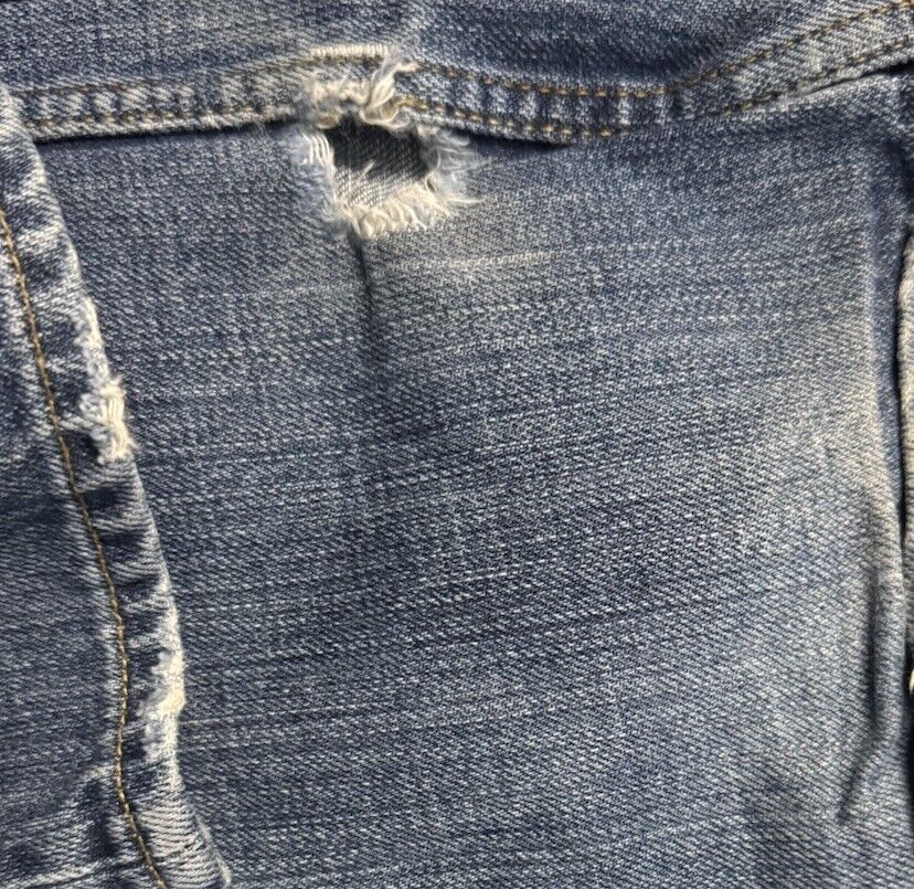 H&M &Bragg Men's Size 34x32 Blue Straight Button Fly Dark 100% Cotton Denim Jean