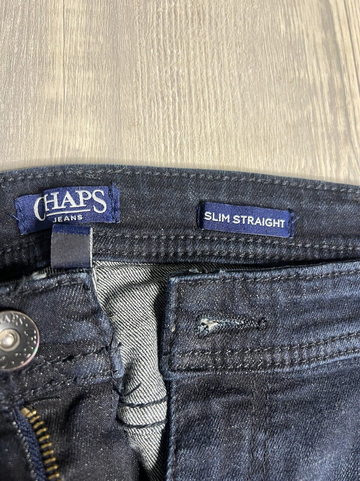Chaps Jeans Mens 36x32 Blue 514 Slim Straight Stretch Dark Denim