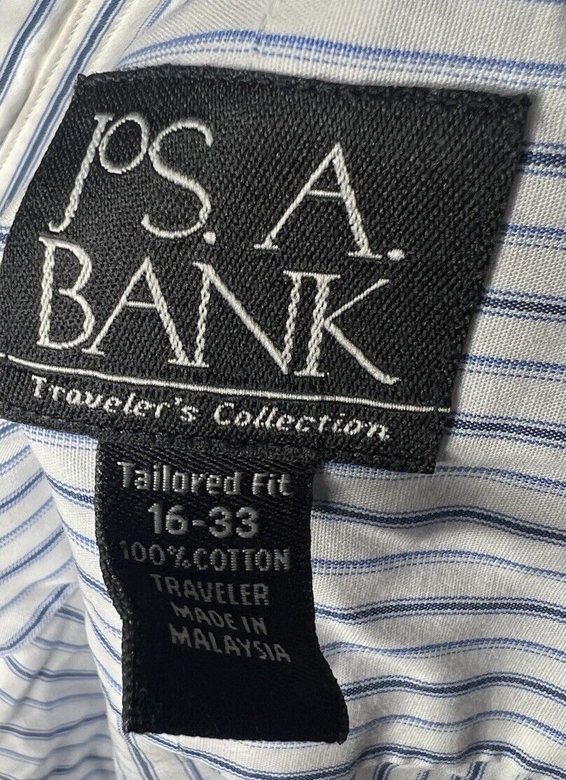 Jos A Bank Traveler Shirt Mens 16-33 Tailored Fit