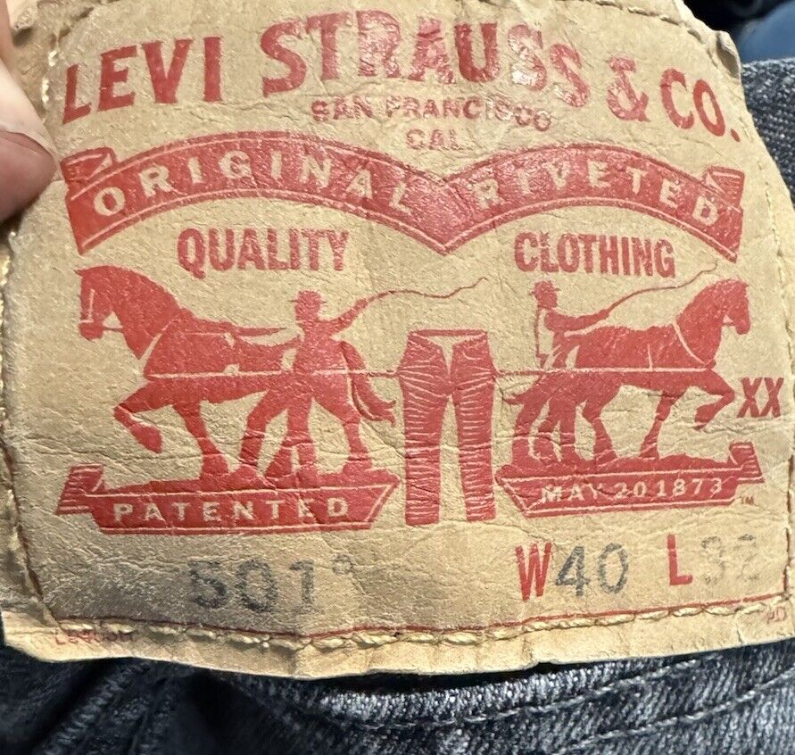 Levis 501 Jeans Mens 40x32 Denim Pants Straight Cotton Adult USA Cotton