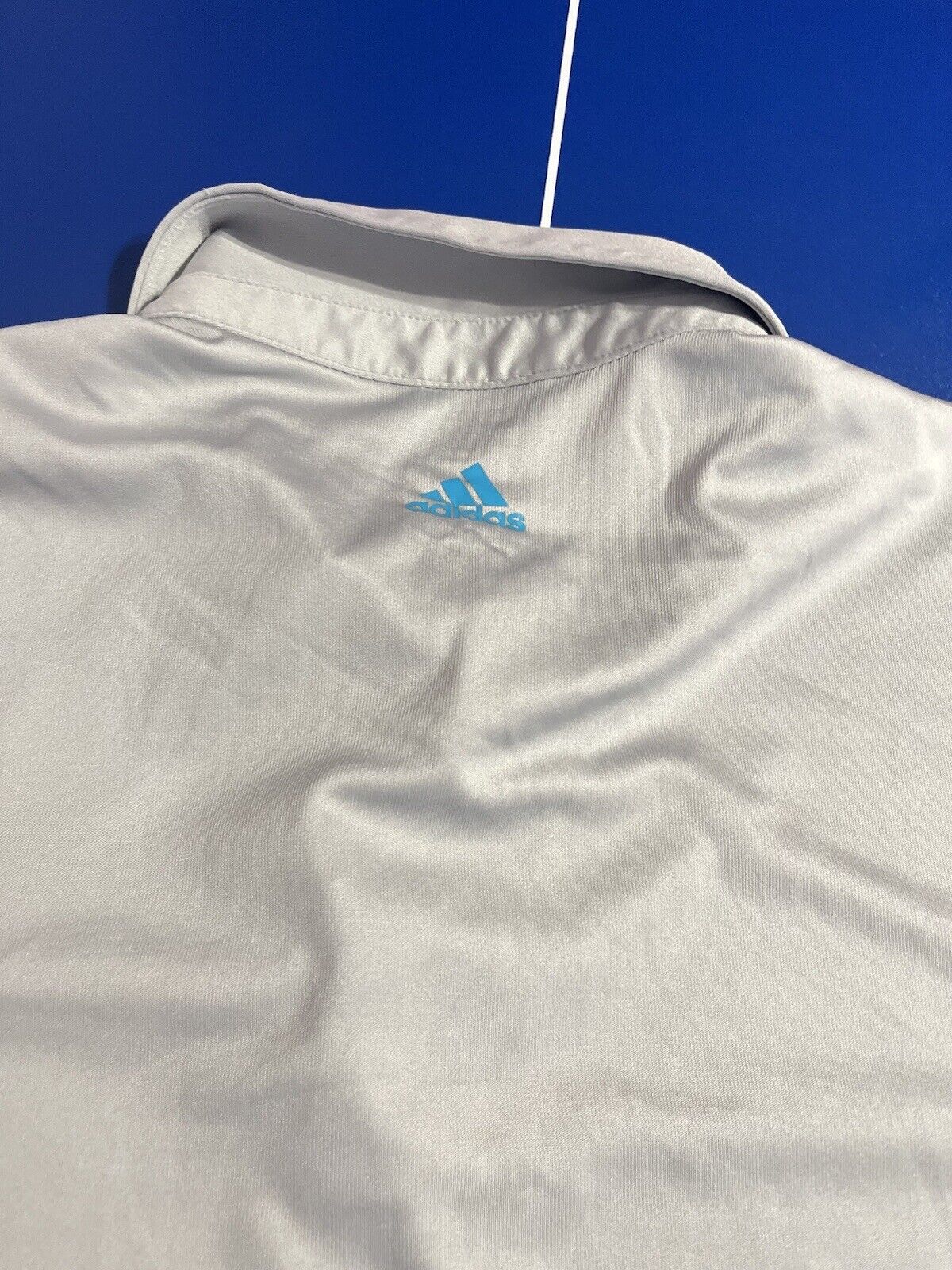 Mens Adidas Golf Blue Short Sleeve Polo Shirt Blue White Size Medium Activewear