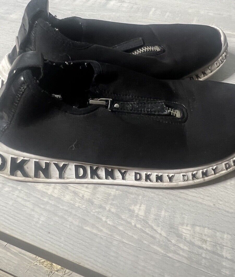 DKNY White Bling Zipper Sneakers Size 7,