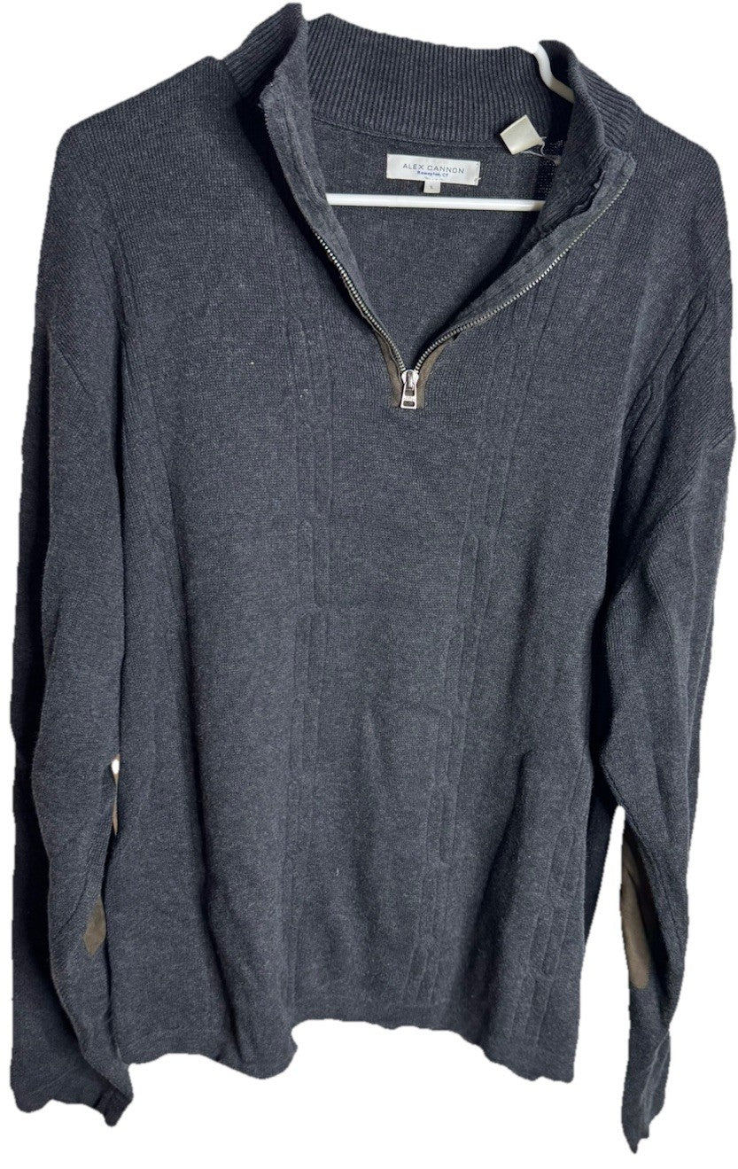 Alex Cannon 1/4 Zip Pullover Mens L Mock Neck Sweater