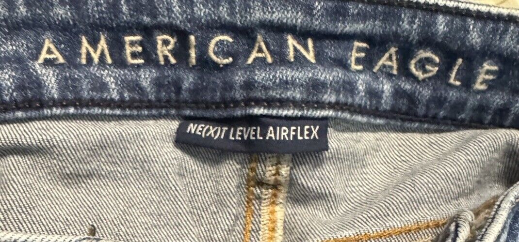 Men's American Eagle Original Straight Stretch Blue Jeans Measured Size 34x30