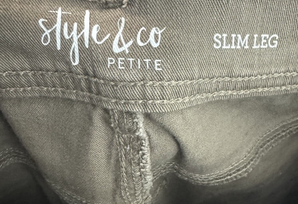 STYLE & CO Tummy Slim Regular Pants Tobacco 2P