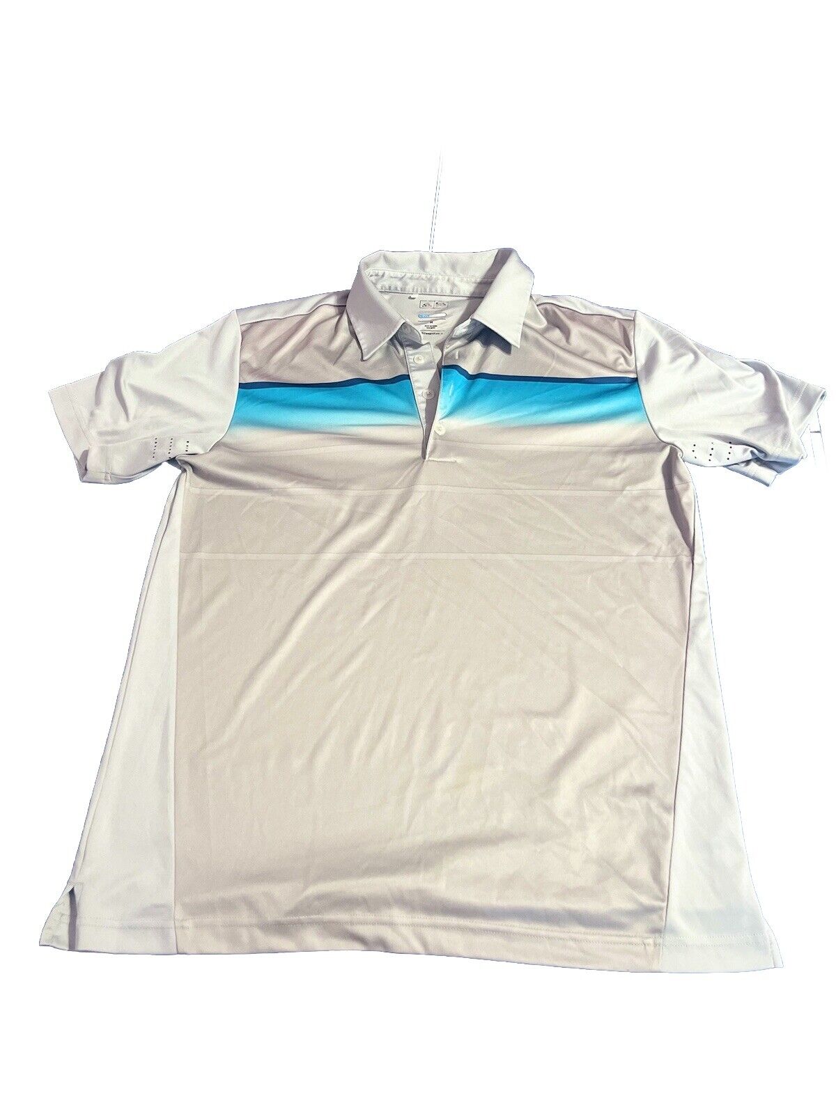 Mens Adidas Golf Blue Short Sleeve Polo Shirt Blue White Size Medium Activewear