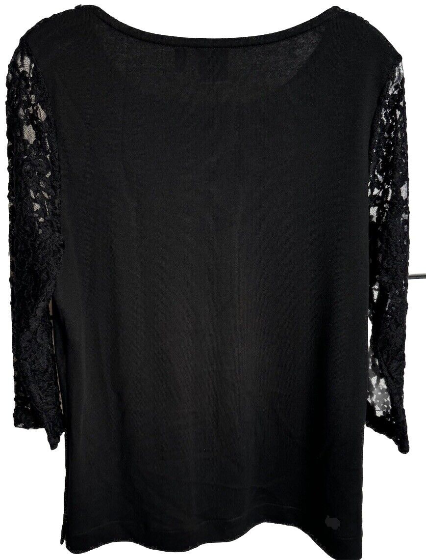 Rafaella Blouse Women's Size PM Black Scoop Neck