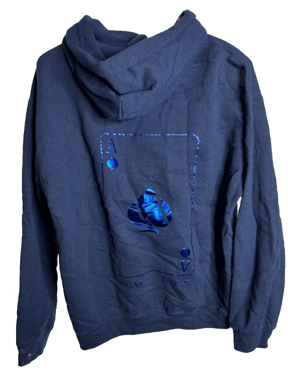 Las Vegas Hoodie Mens Medium Blue Pullover Hooded Point Sportswear Lucky Casino