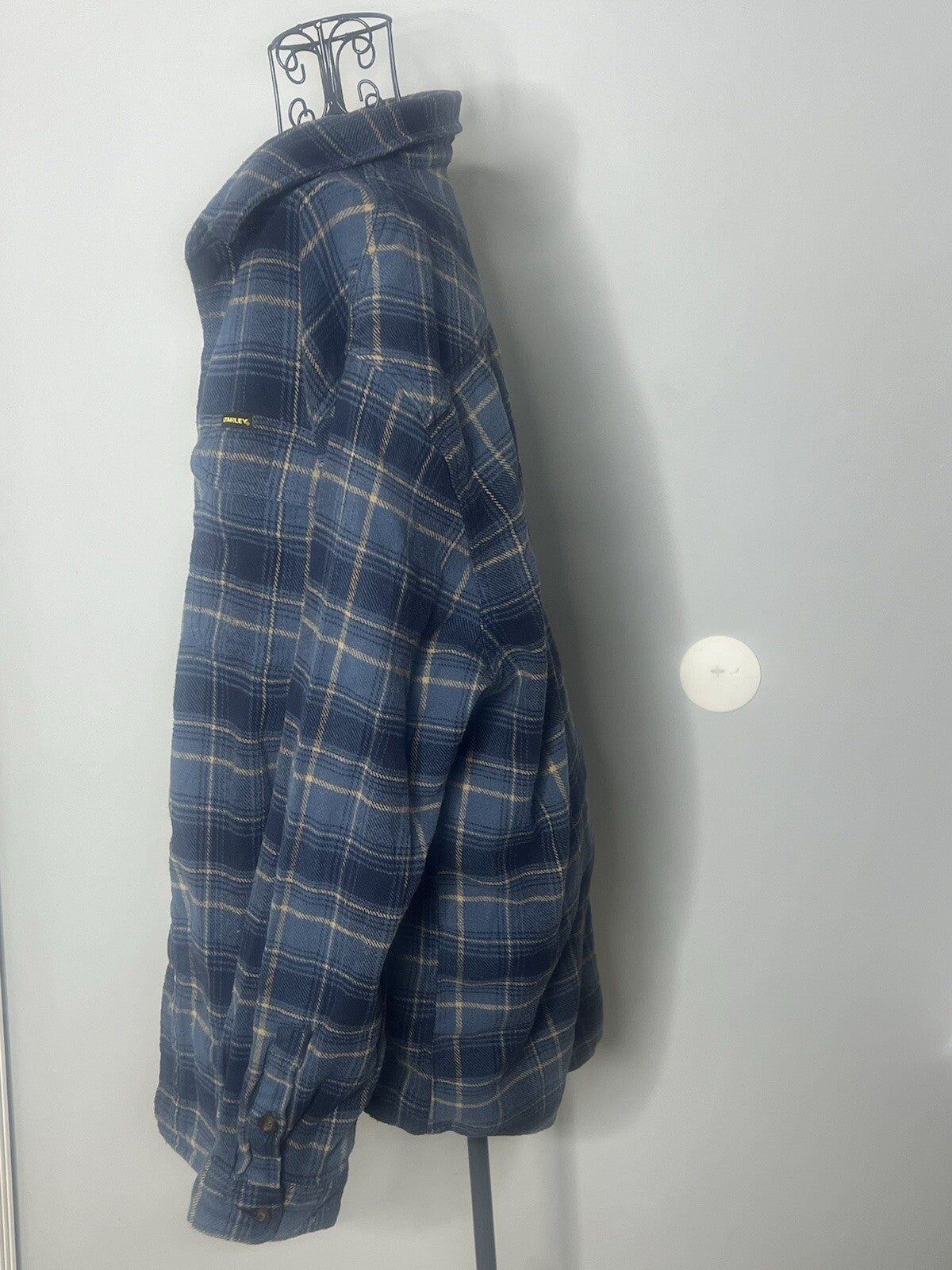 Stanley Flannel Shirt Mens XL Blue Plaid Long Sleeve Button, Minimal Damage