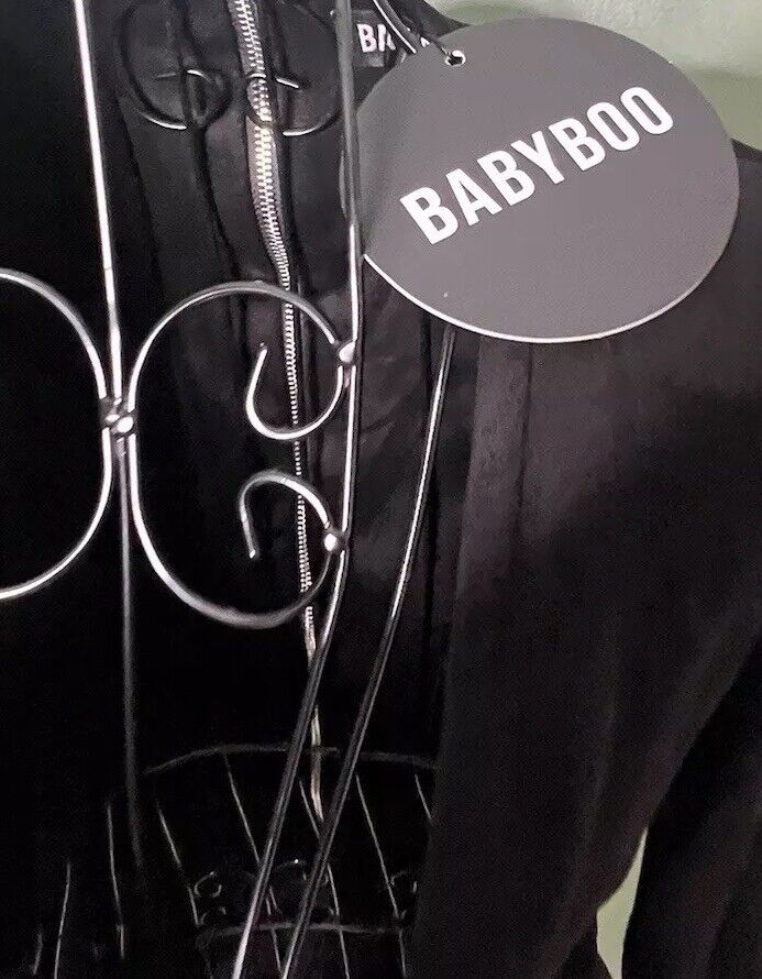 Babyboo Dress Black Candy Faux Suede Lace Up Mini Bodycon Stretch Size Medium