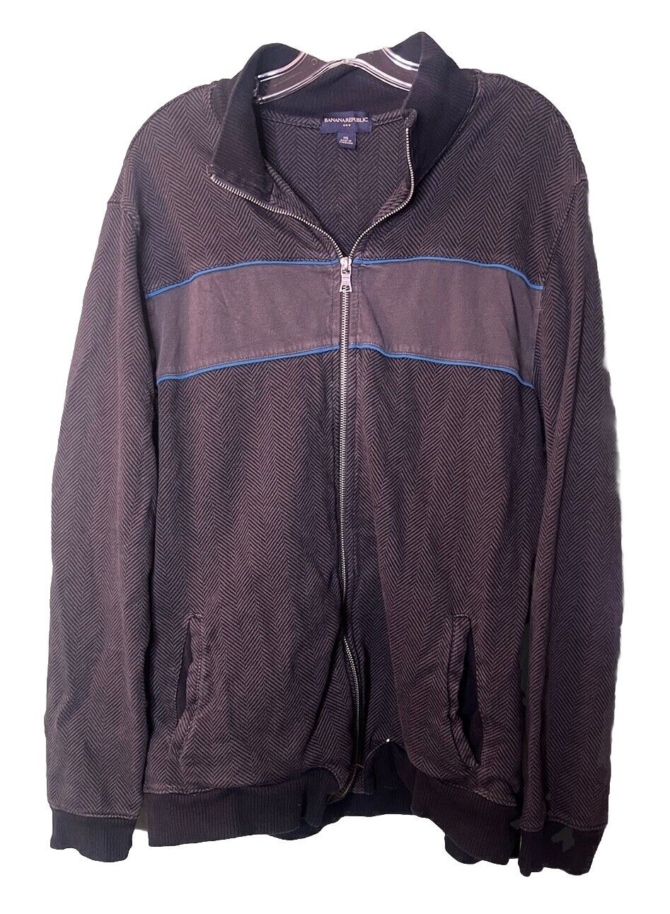 Banana Republic Sweater Jacket Mens 2XL Herringbone Bomber Full Zip