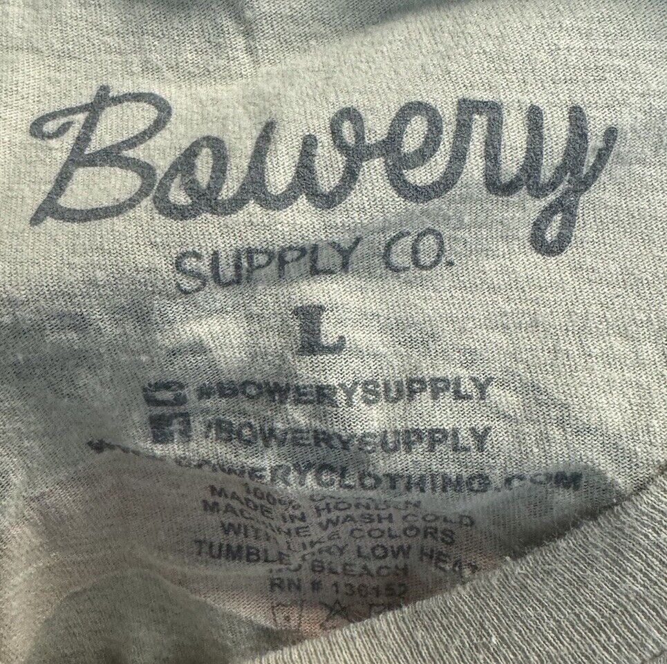 Bowery Supply Co Mens T Shirt Beige Large Cotton Crew Neck Short Sleeve Pullover