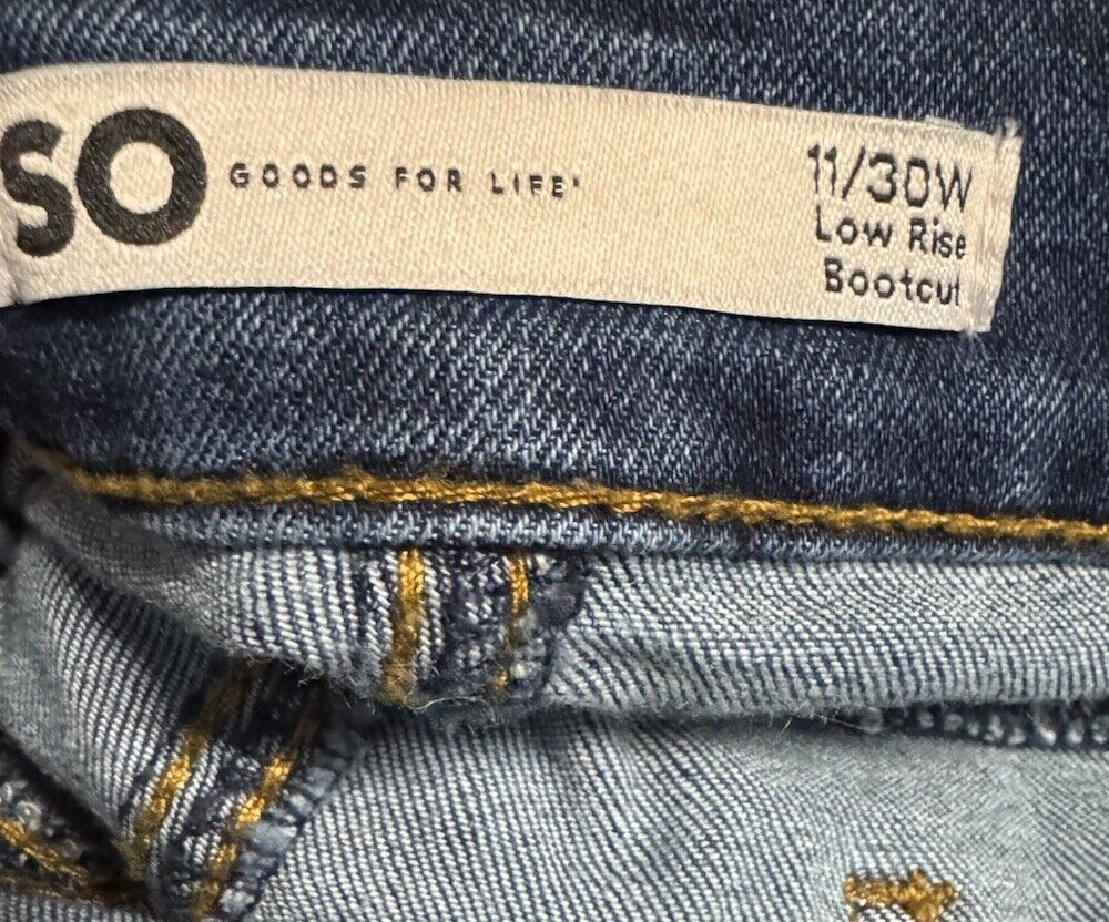 SO goods for life jeans womens size 11/30w bootcut stretch mid rise denim blue