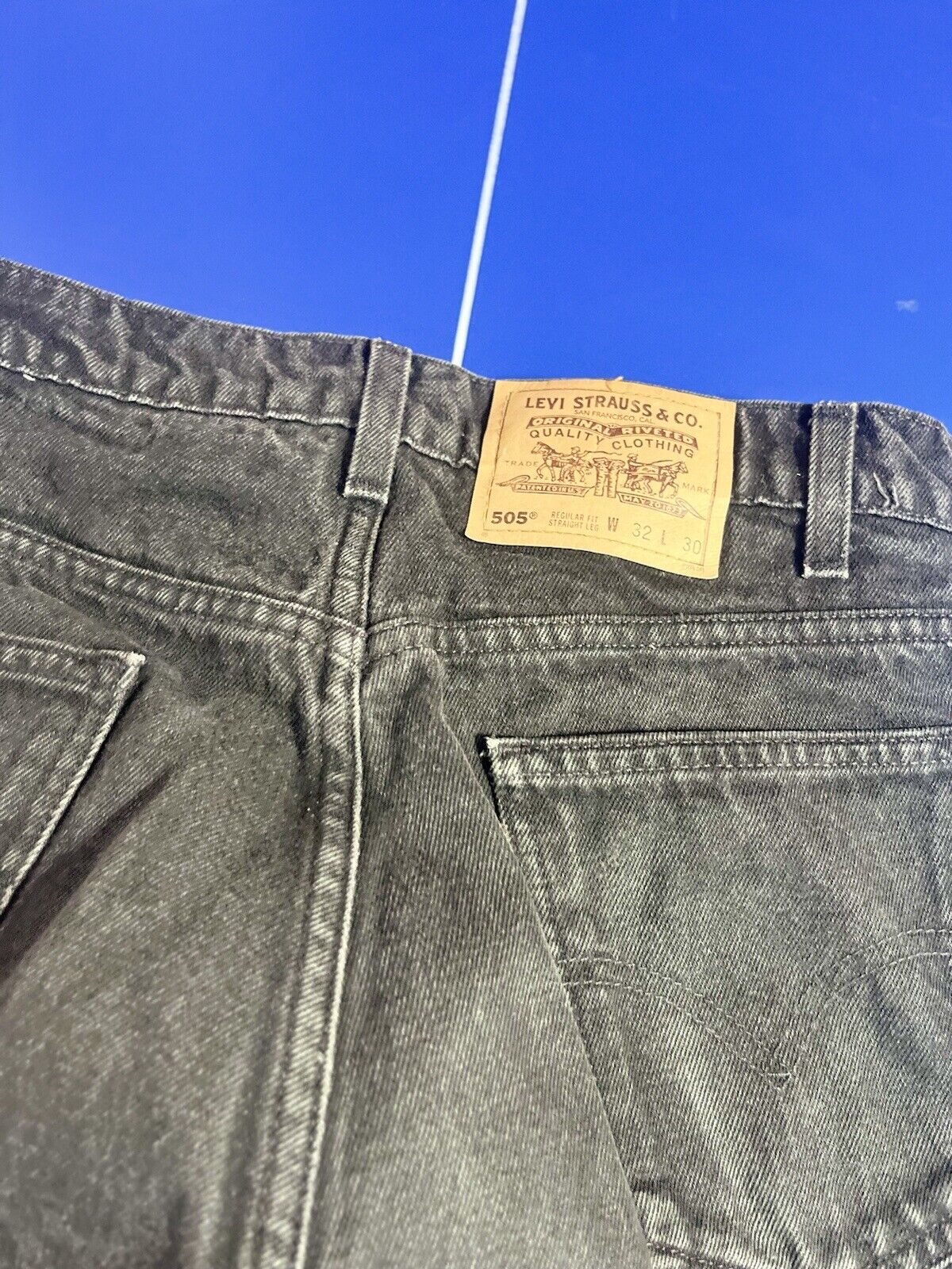 Levis 505 Regular Fit Jeans Mens Size 32x30 Faded Black Denim