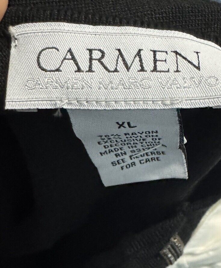 Carmen Marc Valvo Crew Neck Knit Sweater XL Women's Black