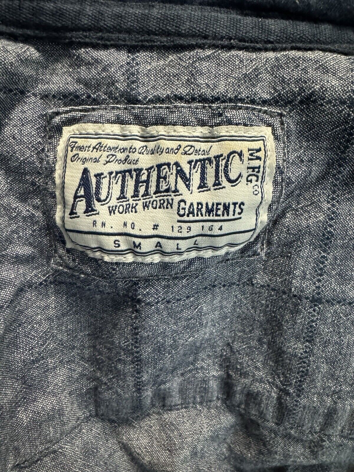 Authentic Work Worn Garments Shirt With Hood Mens Small Gray Striped Button Up