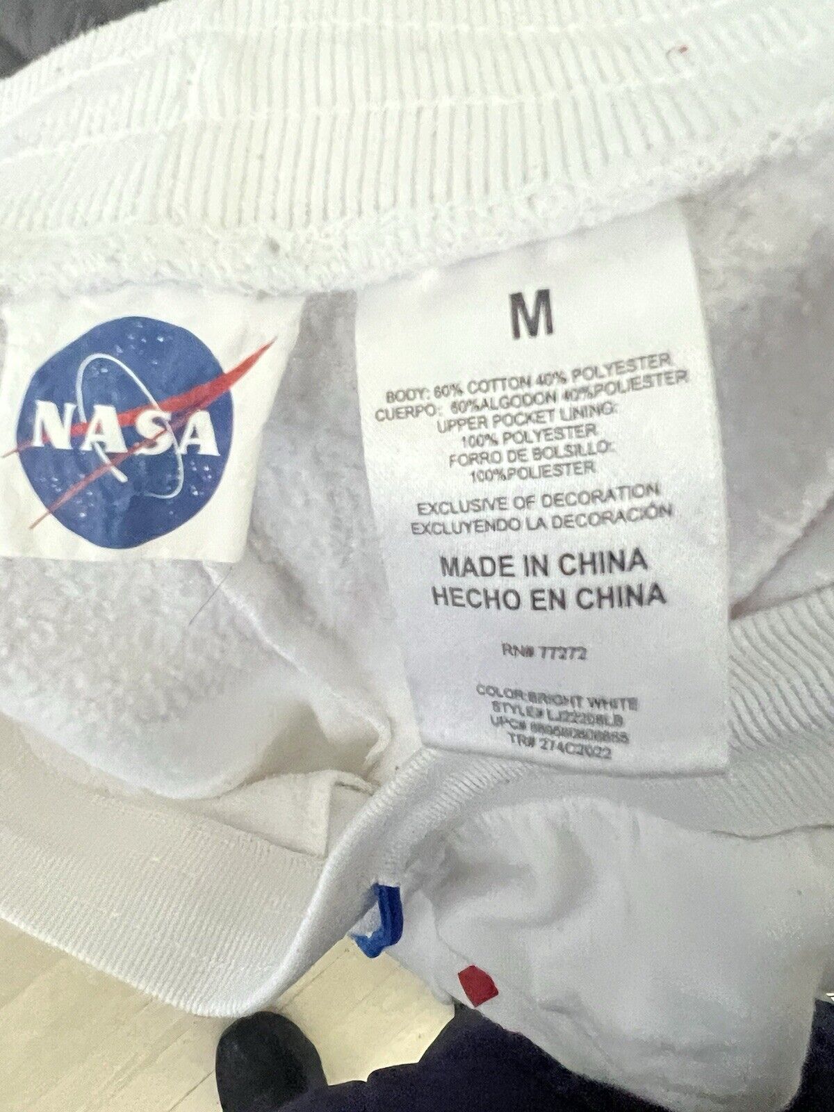 NASA Joggers Mens Medium White Drawstring Pockets Sweats Space Administration