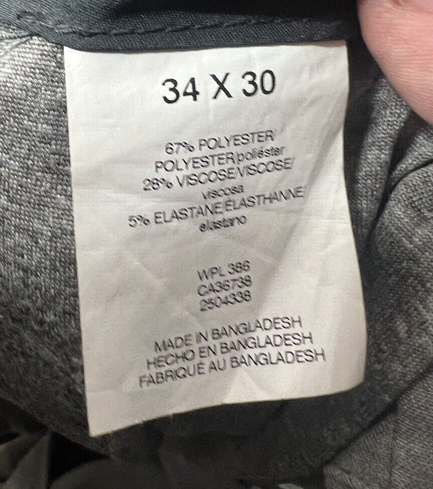 Kenneth Cole Reaction men's 34 x 30 suit pants gray plaid zip straight pockets
