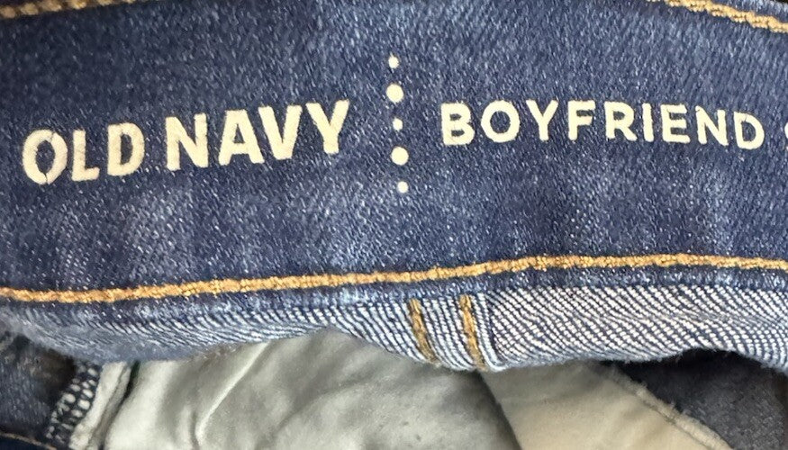Old Navy Boyfriend Jeans Womens Size 12 Blue Denim Stretch Pockets