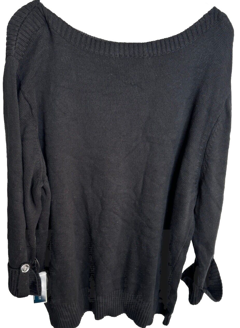 Karen Scott Women's 3x Plus Size Solid Textured Sweater in Black Retail $50.00