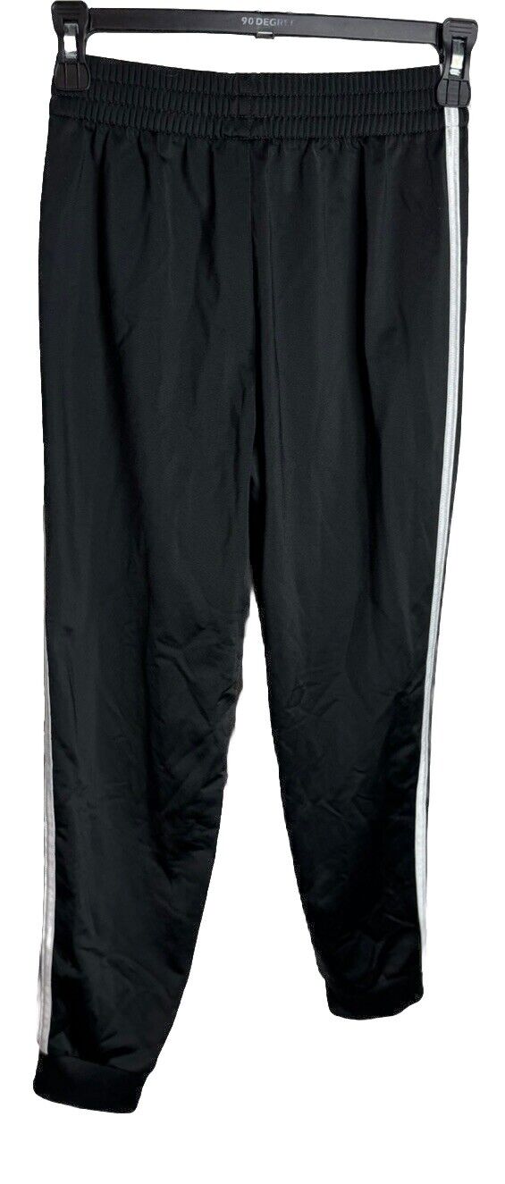 Adidas Pants Boys Medium Size 10/12 Black Pockets White Logo Kids Youth 24x27
