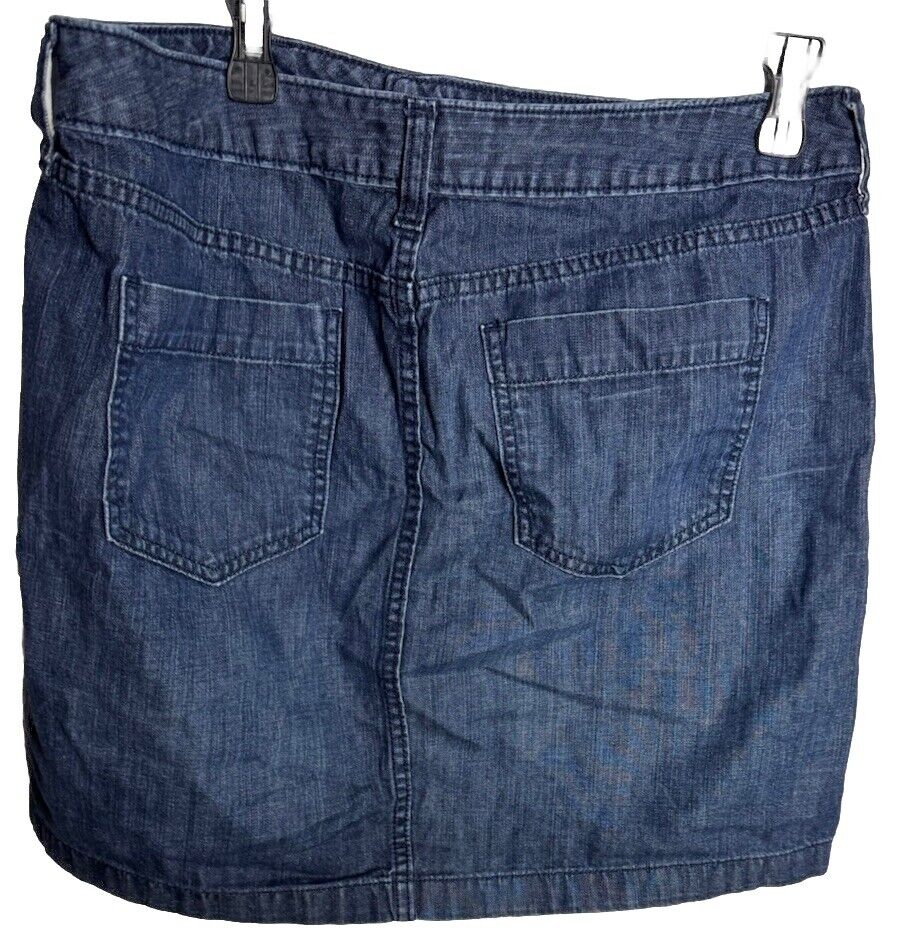 OLD NAVY Women’s High Rise Denim Skirt Secret Slim Pockets Raw Hem Size 12