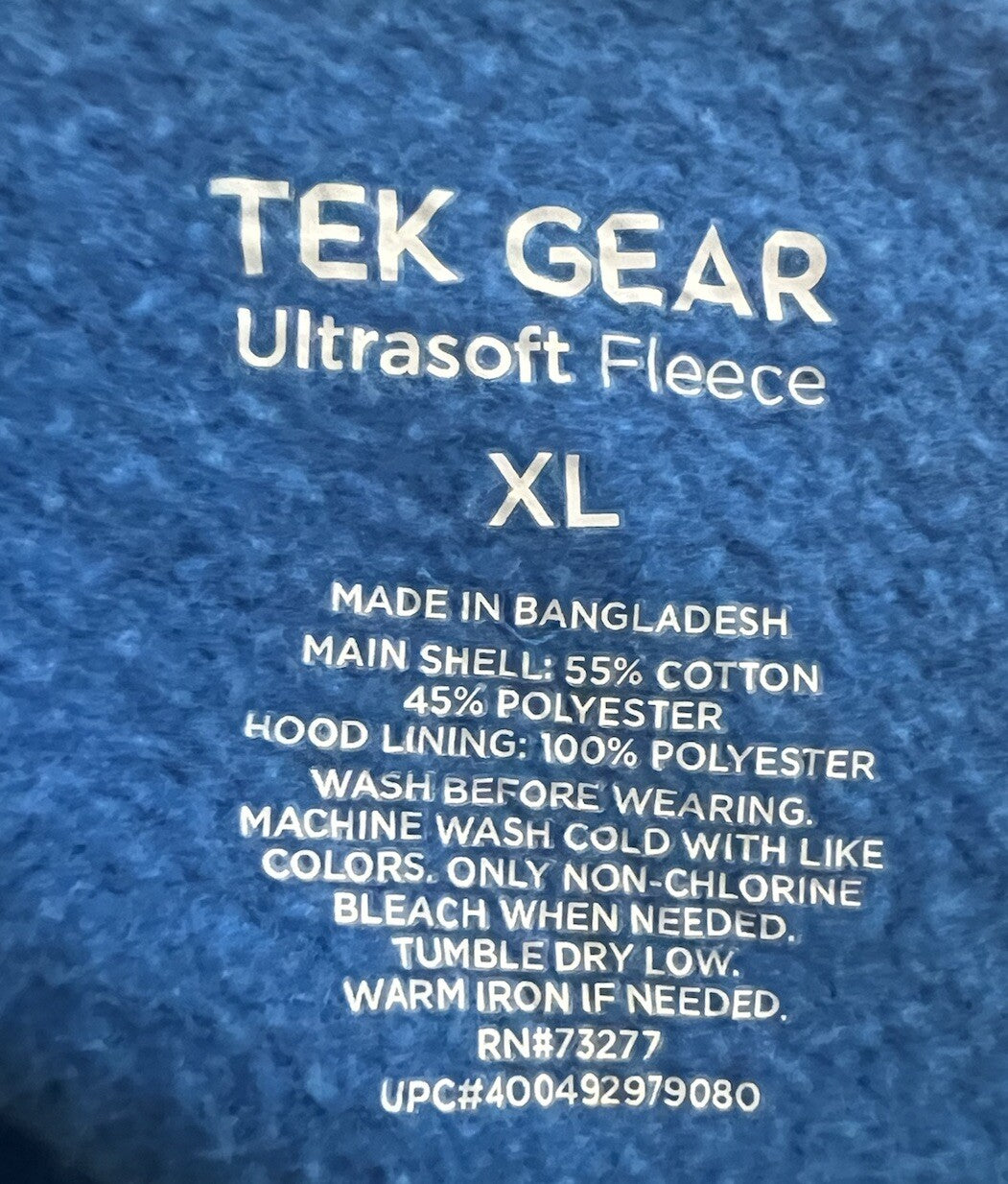 Tek Gear Ultra Soft Fleece Full Zip Hoodie Jacket Men's XL