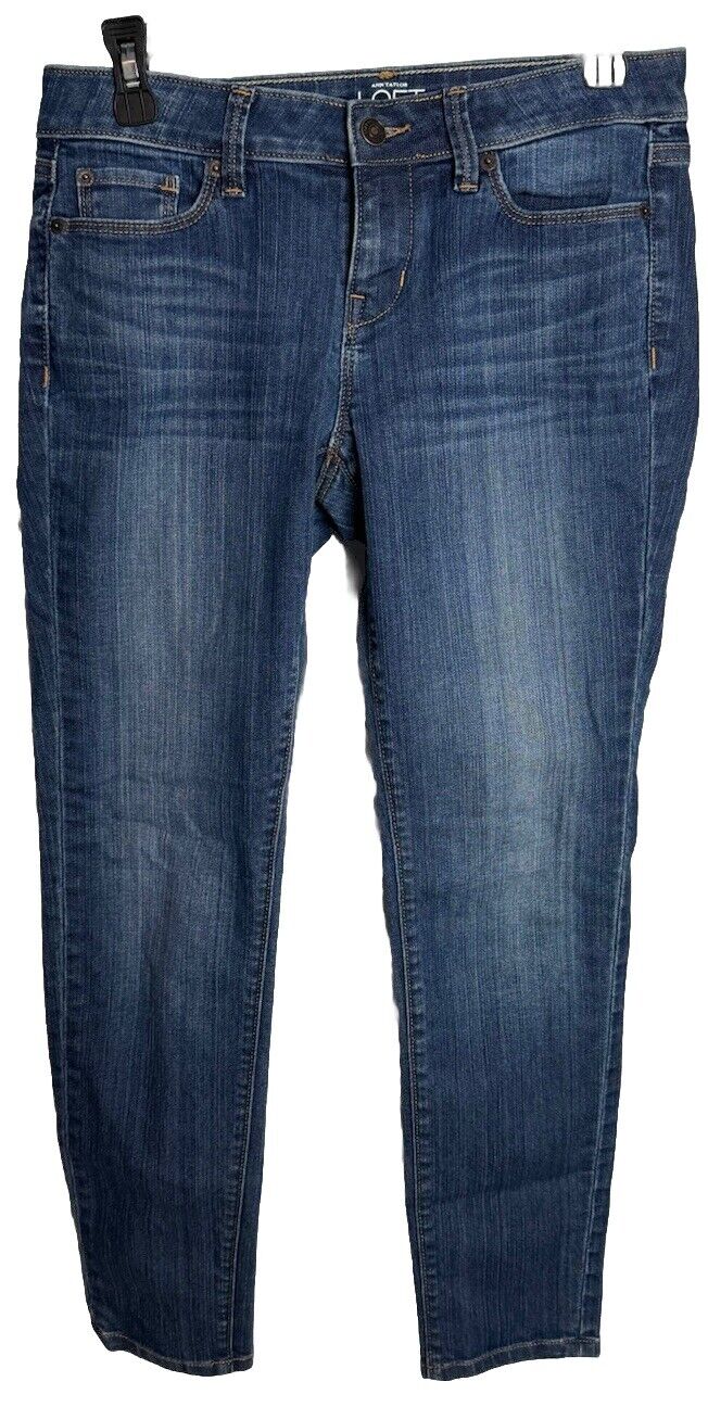 Ann Taylor Loft Womens Jeans 4P Petite Blue Modern Skinny Mid Rise Dark Denim