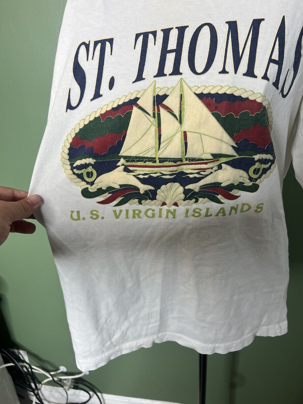 St Thomas White Short Sleeve Cotton T-Shirt Men's M