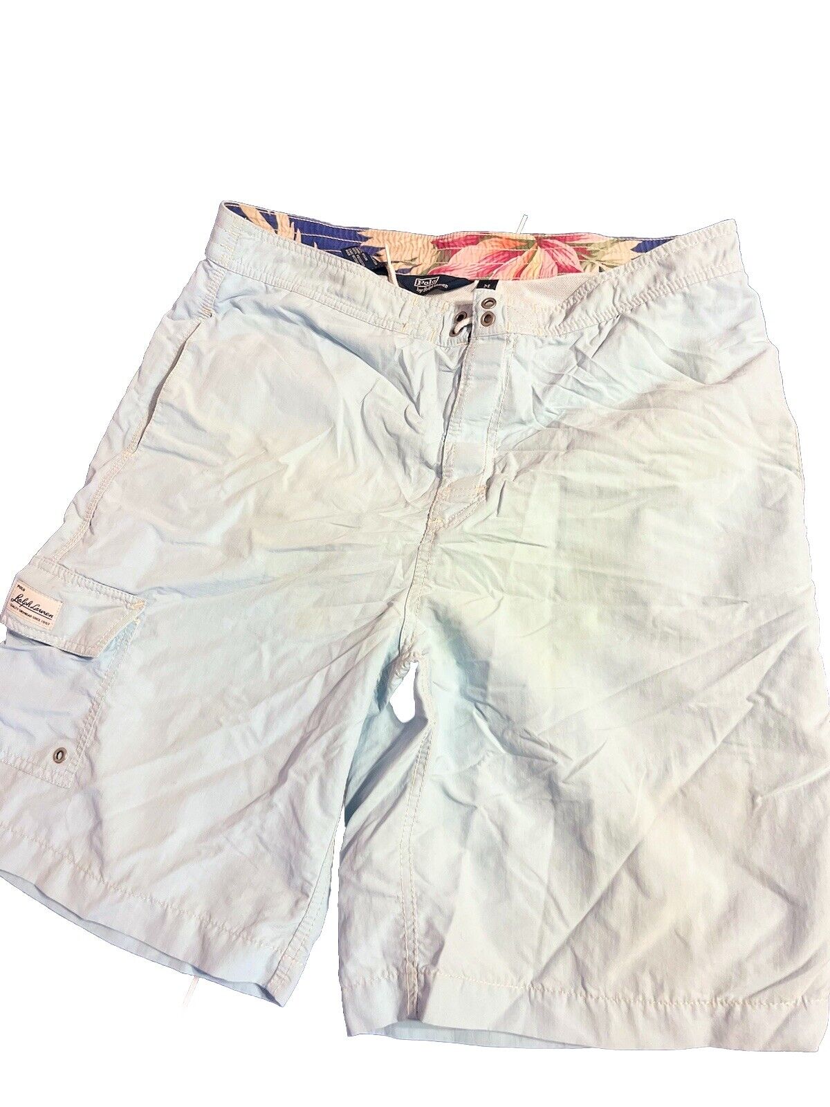 Polo Ralph Lauren Light Blue Swim Trunks Medium, Nylon, Rare Find, High Quality,