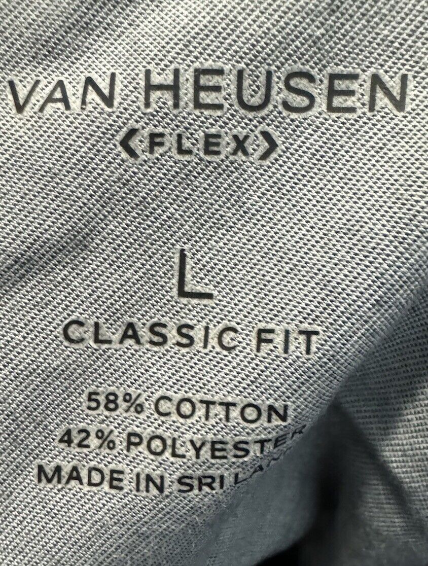 Mens L Blue Van Husen Short Sleeve Polo