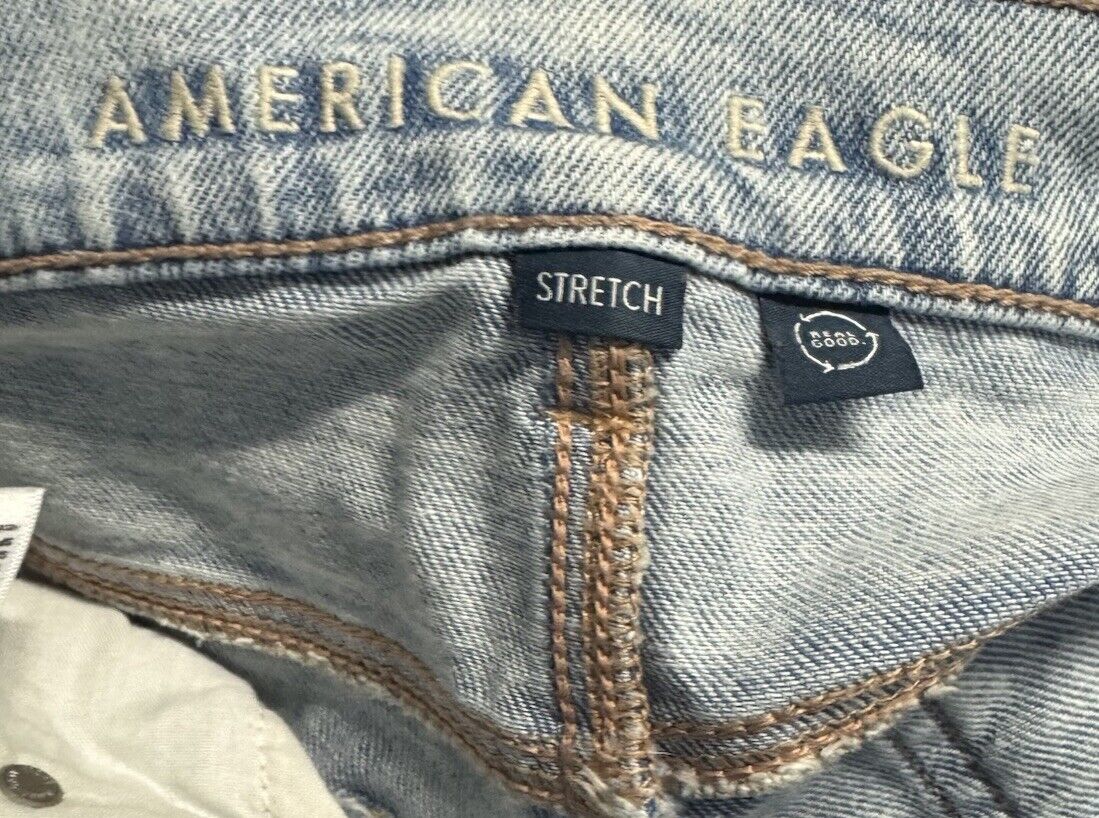 American Eagle Jeans Sz 8 Short Womens Blue Stretch Pants High Rise Jegging
