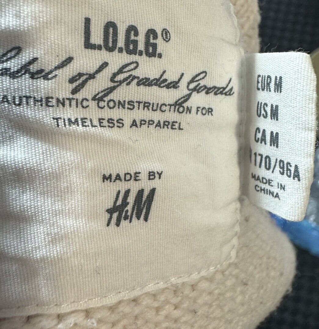 L.O.G.G. By H&M Ribbed Sweater Womens Sz Medium Buttons Waist Drawstring