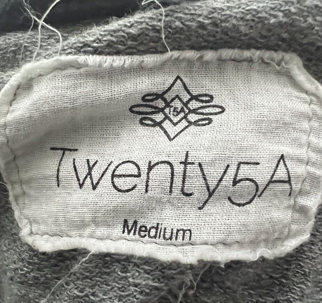 Twenty5A Women’s Black Terry Cloth Zip Up Hoodie Sweatshirt Size Medium