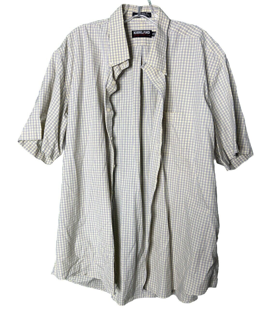 Kirkland Signature Short Sleeve Button Down Non-Iron Mens 2XL Dress Shirt