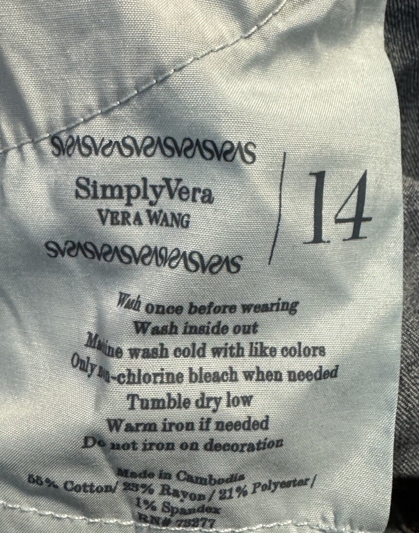 Women’s Simply Vera Vera Wang Boyfriend Shirts Size 14 Dark Wash Shorts