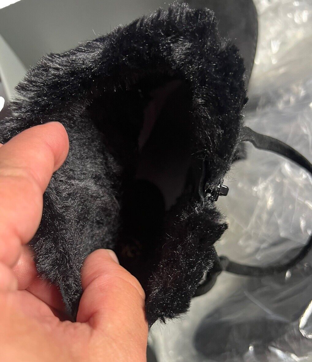 Johnston & Murphy Size 8.5 Brynn Fur Cuff Blk Sde/Black Faux Fur/