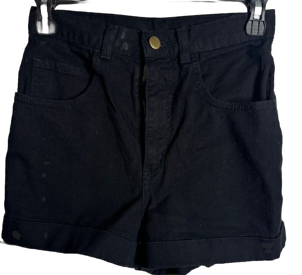 American Apparel Jeans black denim cuffed jean shorts size 24/25